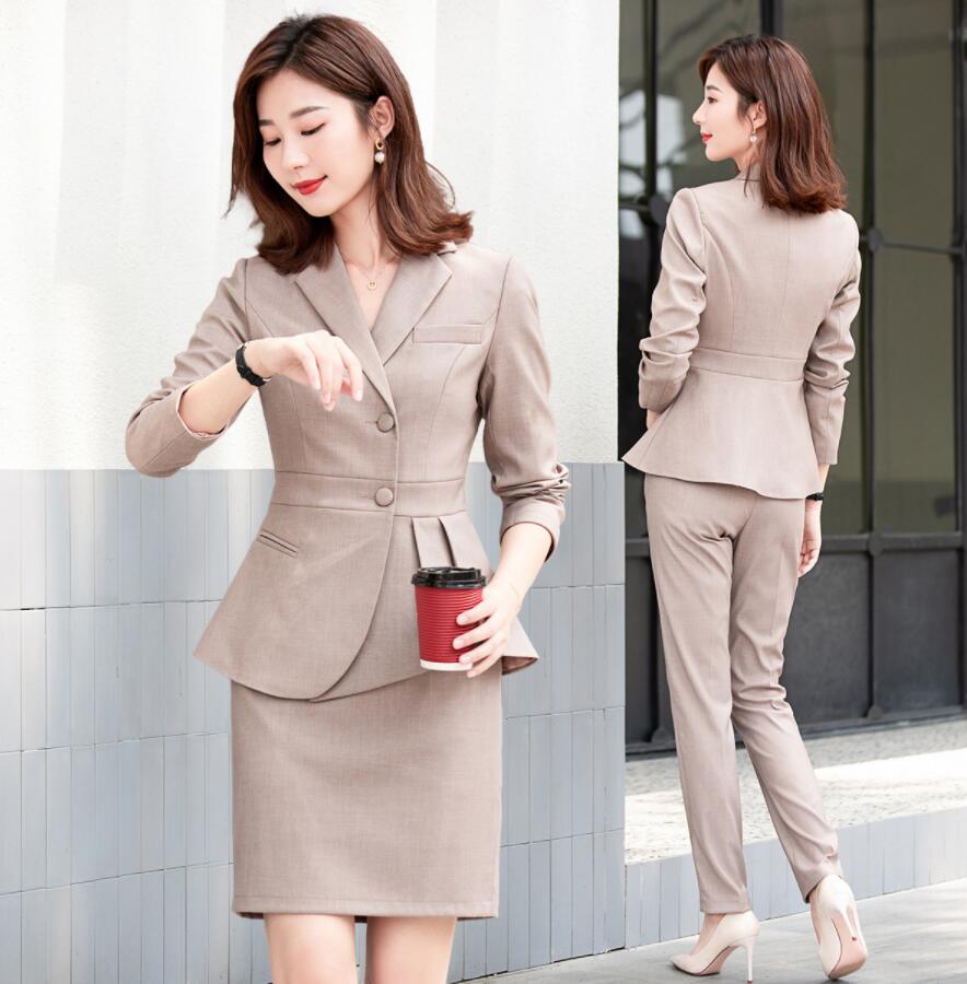 韓国風 長袖 2色 S~4XL 品質良い ジャケット+パンツ/スカート セレモニースーツ セットアップ リクルートスーツ 春秋冬 ママ 30|コモリン
