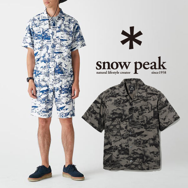 Sh 17su104 スノーピーク Aloha Men S アウトドアーズ コンパス Snowpeak Camp キャンプアロハシャツ ファイントラック In アウトレット メンズ 男性用 メンズ メンズ 男性用 Shirt ショップインショップ Shop Shop 返品交換 送料無料 ショートスリーブ