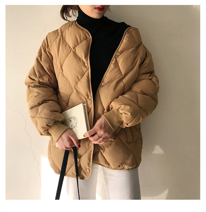 ゆったり ジャケ 冬 体型カバー 秋冬 カジュアル 大きめ ショート丈 レディース アウター ノーカラー シンプル キルティング 秋