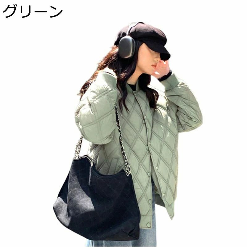 大きい 秋冬 ライトダウン レディース ノーカラー 着痩せ ブルゾン ポケット ボタン ダウンジャケット 中綿入り スタジ ゆったり