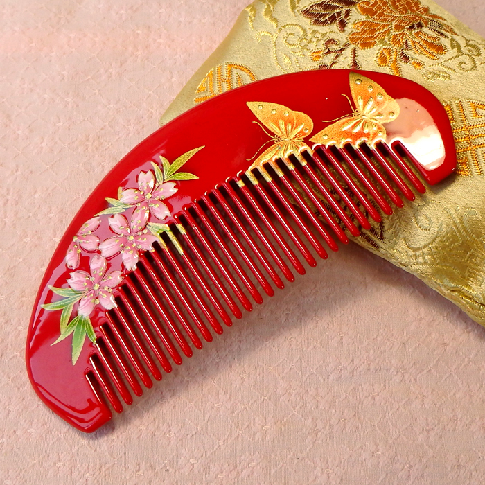 楽天市場】京都くろちく 椿堂 潤いつげ櫛 ケース付き ○和柄クシ 和