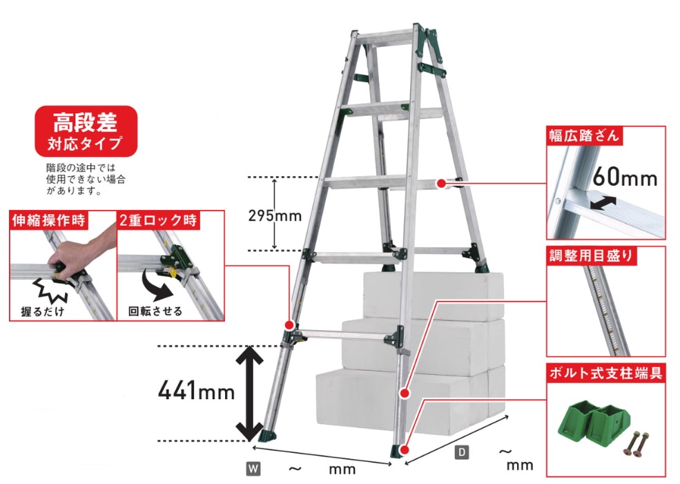 アルインコ ALINCO 伸縮脚付はしご兼用脚立 PRH-1821FX 1台【法人様限定】【代引不可】【北海道・沖縄・離島別途運賃】