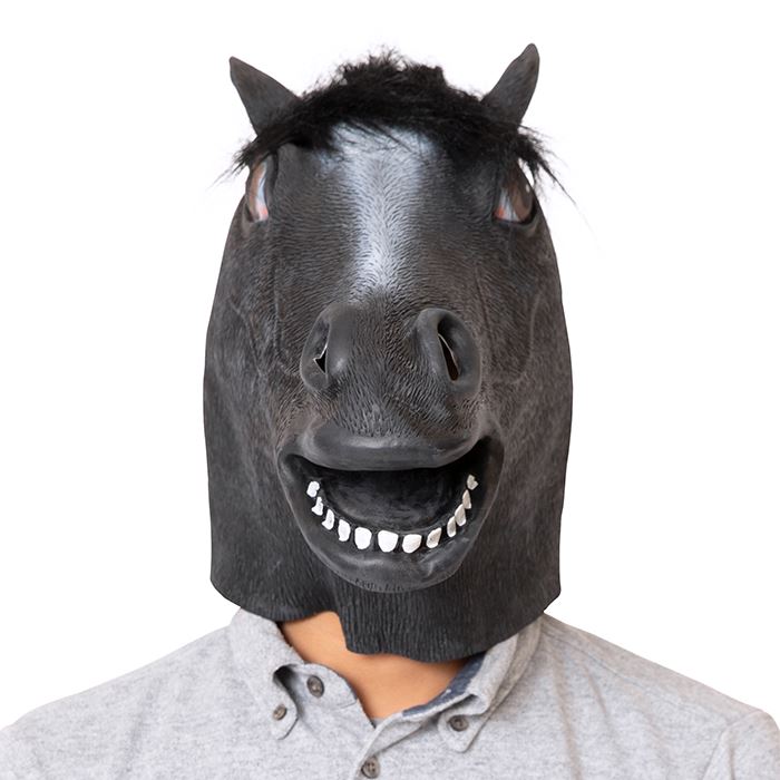 楽天市場 ラバーマスク 黒馬 仮装 変装 リアル おもしろ マスク ジョーク 爆笑 宴会 コスプレ パーティグッズ うま 馬 ウマ 午 クリアストーン やるcan