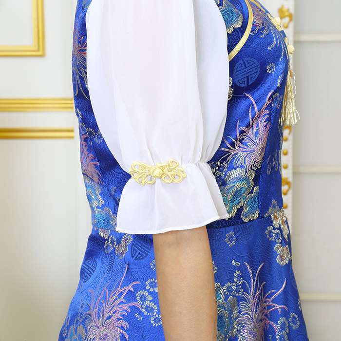 楽天市場 ロイヤルチャイナ ガーリーチャイナ ブルー レディースサイズ チャイナドレス チャイナ服 コスプレ コスチューム 衣装 仮装 変装 ワンピースタイプ クリアストーン やるcan