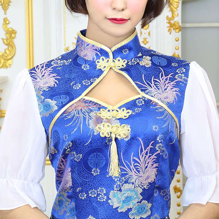 楽天市場 ロイヤルチャイナ ガーリーチャイナ ブルー レディースサイズ チャイナドレス チャイナ服 コスプレ コスチューム 衣装 仮装 変装 ワンピースタイプ クリアストーン 4560320890935 やるcan