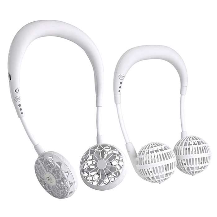 ダブルファン バージョン2 0 ホワイト 首掛け扇風機 親子セット キッズサイズ 2個セット W Fan モバイル扇風機