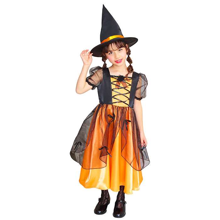 楽天市場 Hw メロディドレス キッズ オレンジ コスチューム キッズサイズ こどもサイズ ハロウィン コスプレ 衣装 仮装 変装 帽子付き ワンピース ハロウィンカラー 女の子 クリアストーン Hwk 0 やるcan