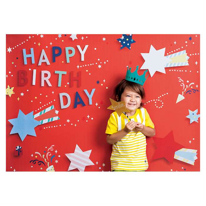 楽天市場 イエスタ Happy Birthday ポップスターレッド背景 壁紙 フォトポスター 写真 撮影 ハッピーバースデー 誕生日 記念写真 クリアストーン やるcan