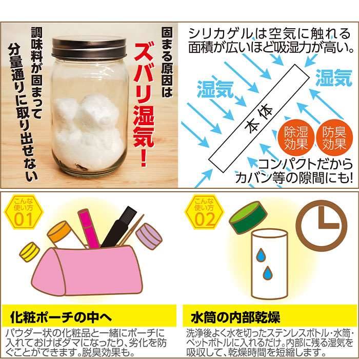 楽天市場 スティック型乾燥剤 カラッとドライ110番 シリカゲル製乾燥剤 調味料の湿気防止 乾燥 安全 富士パックス H1015 やるcan