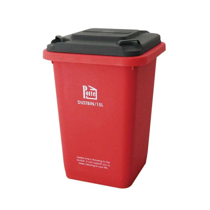PORTE ダストピン 15L ふた付き レッド おしゃれ ゴミ箱