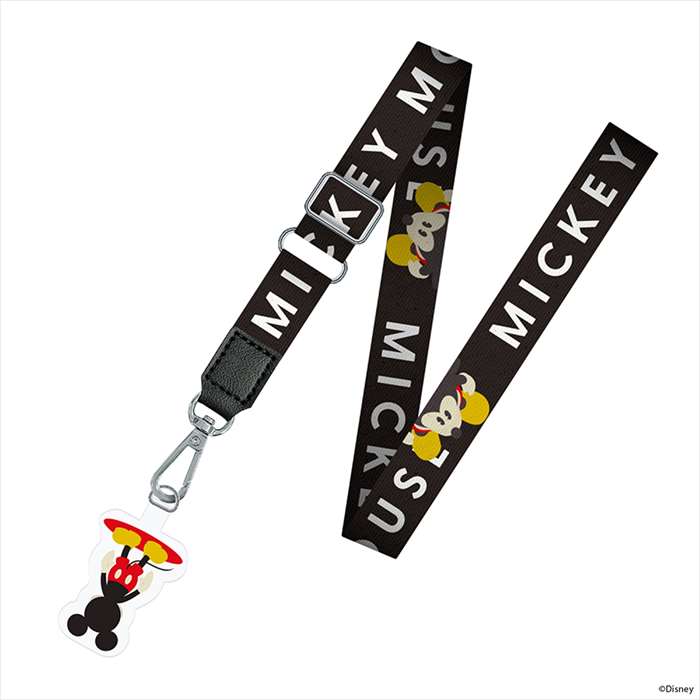 ミッキーストラップセット 和風な千社札風チャーム付き！東京ディズニーランド「ミッキー