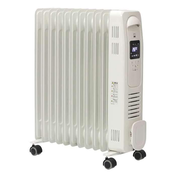 オイルヒーター ホワイト 移動用キャスター付き オイルヒーター ホワイト 移動用キャスター付き