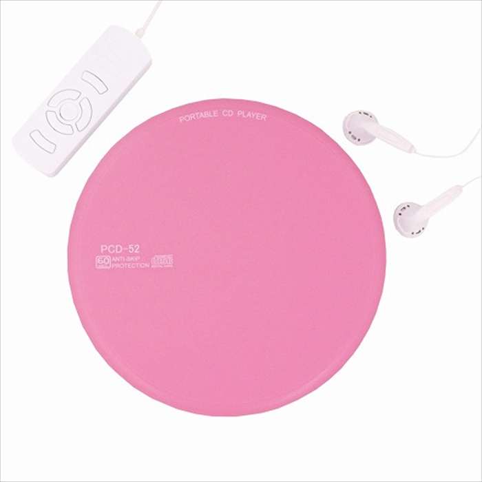リモコン付き ポータブルCDプレーヤー ピンク 音飛び防止機能 乾電池対応 WINTECH PCD-52(P)