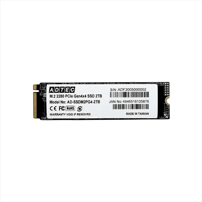 【沖縄・離島配送不可】【代引不可】SSD M.2 NVMe PCIe Gen4x4 (2280) 2TB ADTEC AD-SSDM2PG4-2TB