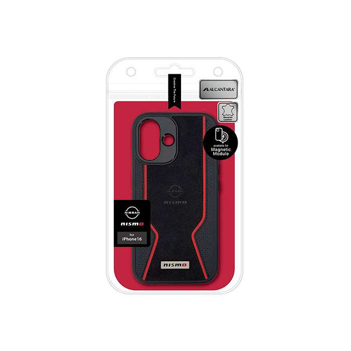 nismo iPhone16用 Magsafe対応 アルカンターラ＆本革 背面ケース エアージェイ NM-P24-C1