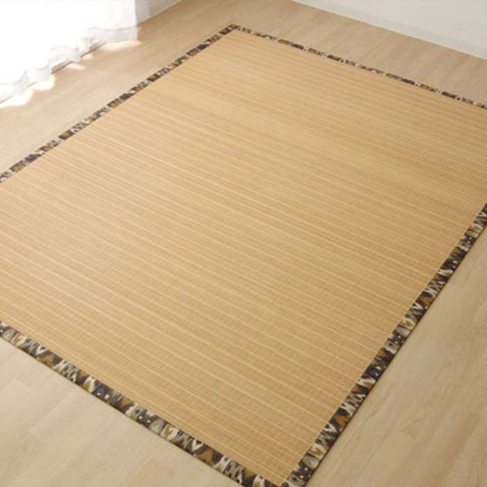 【代引不可】ラグ カーペット バンブー 竹 カモフラ 迷彩 DXジョア ブラウン 約180×180cm IKEHIKO 1100460064501