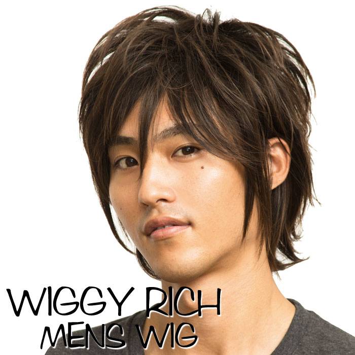 楽天市場 Wiggy Rich メンズ ミディアムウルフ ダークブラウン ウィッグ かつら パーティー イベント コスプレ 仮装 変装 小道具 クリアストーン やるcan