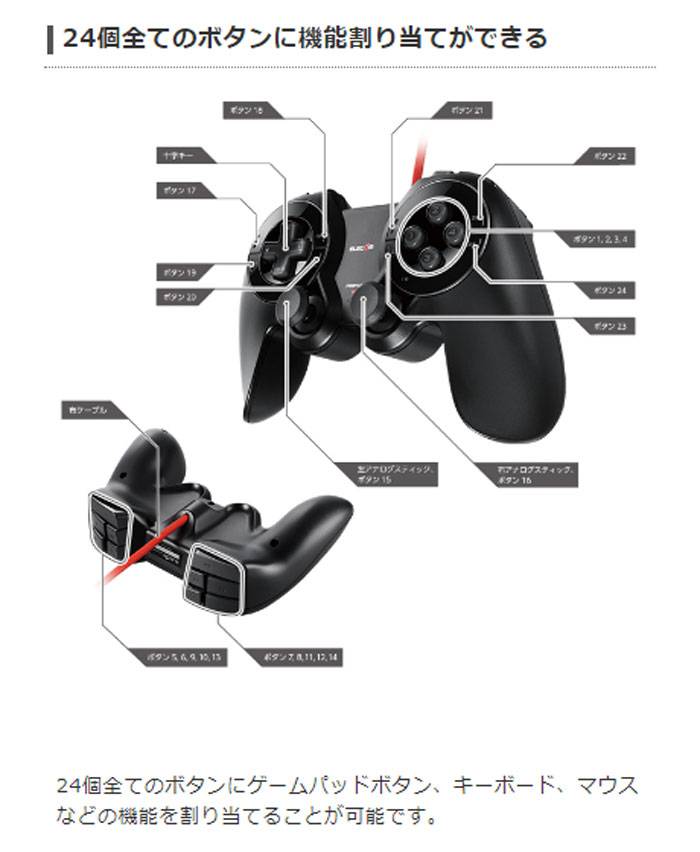 ゲームパッド Dux 有線1 8m Mmo Usb ハードウェアマクロ搭載 24ボタン