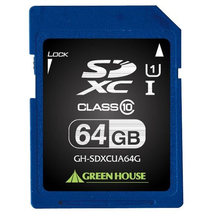 SDXCメモリーカード 転送速度最大78MB/s UHS-I対応 64GB 高速 SDXCカード ハードケース・INDEXシール付 グリーンハウス GH-SDXCUA64G｜やるCAN