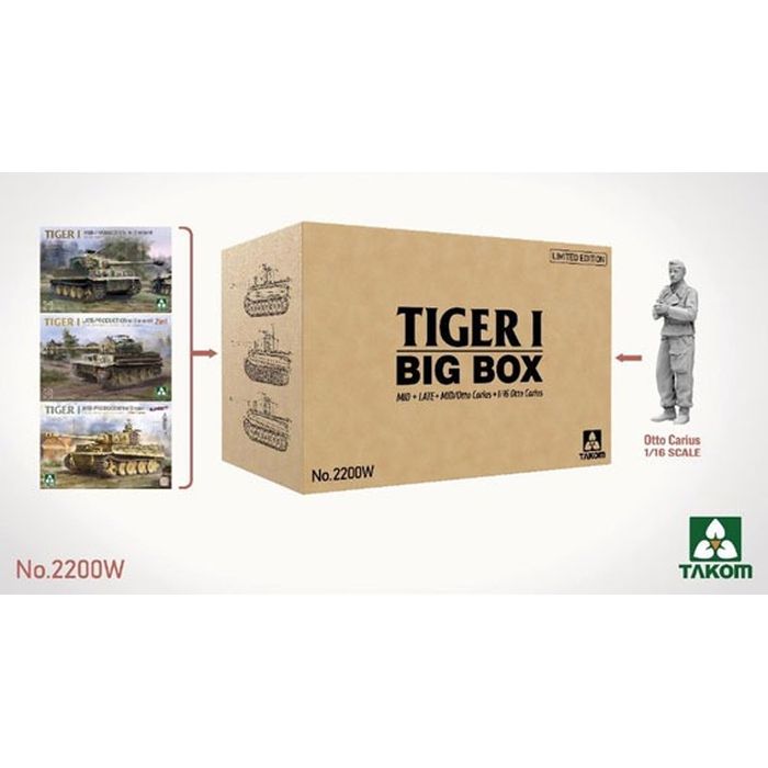 【沖縄・離島配送不可】1/35 タイガー1「ビッグボックス」 （TKO2198 + TKO2199 + TKO2200 + 1/16 オットー・カリウス） 限定版 ビーバーコーポレーション TKO2200W