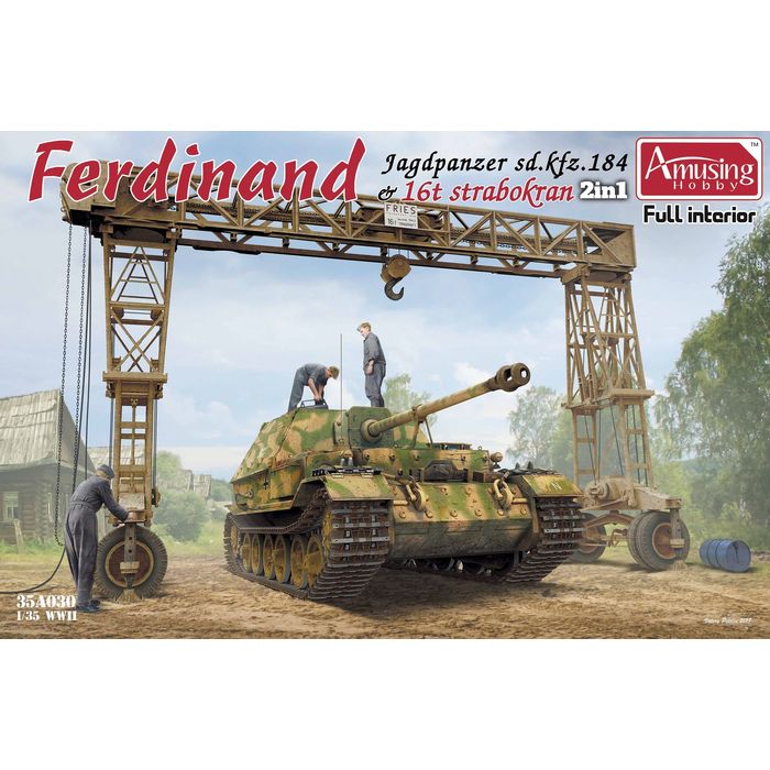 【沖縄・離島配送不可】AMH35A030 アミュージングホビー 1/35 ドイツ重駆逐戦車フェルディナント(フルインテリア)&16tストラボクレーン ビーバーコーポレーション AMH35A030