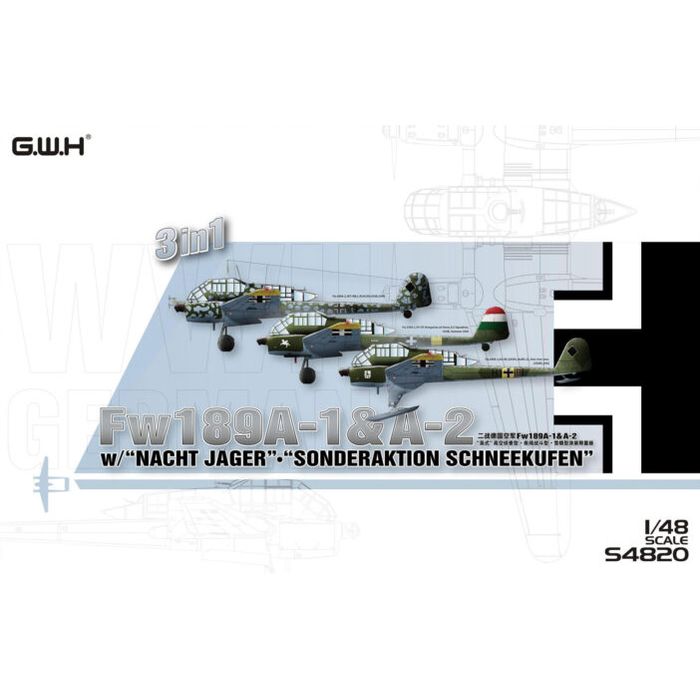 ドイツ空軍Fw189A-1/A-2 偵察機/冬期用スキー装備/夜間戦闘機 3in1（1機入り） ピットロード東名 S4820