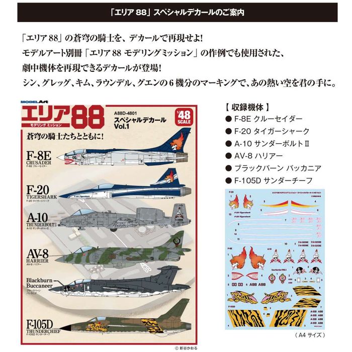 1/48 エリア88 スペシャルデカールVol.1 プラモデル 模型 ホビー モデルアート A88D-4801画像