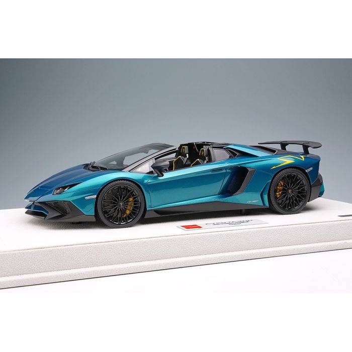 【沖縄・離島配送不可】EIDOLON 1/43 Lamborghini Aventador LP750-4 SV Roadster 2015 アルテミスグリーン(イエローラージSVロゴ) メイクアップ EML007D