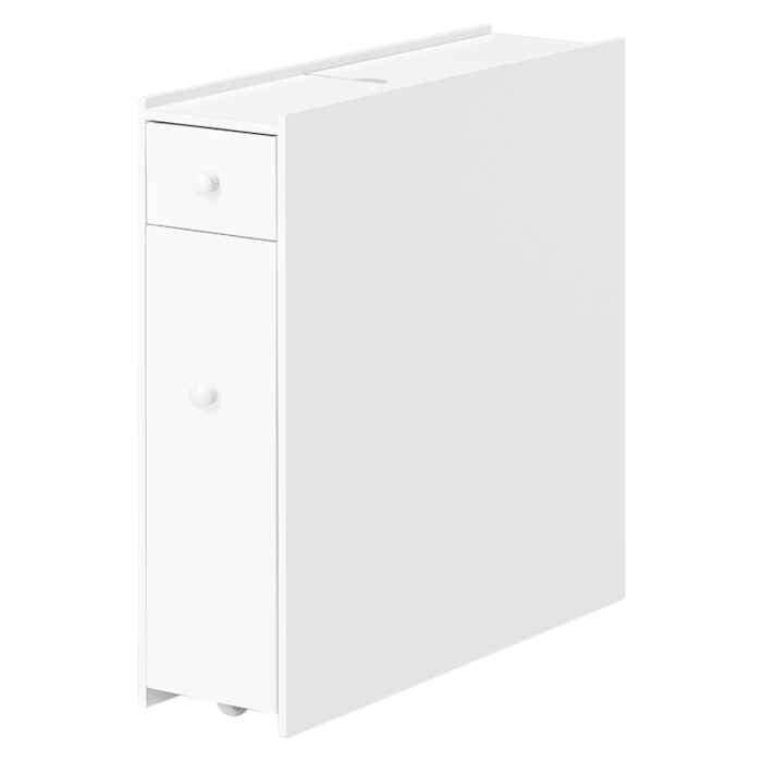 【北海道・沖縄・離島配送不可】【代引不可】トイレラック 幅17&times;奥行58&times;高さ59cm トイレットペーパー収納 スリム コストコ対応 太巻きサイズ対応 小物収納 隠しキャスター付き 移動 ホワイト HAGIHARA MTR-6229WH｜やるCAN