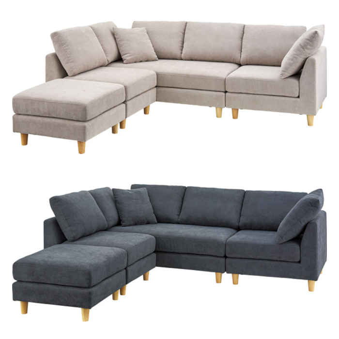 【楽天市場】【北海道・沖縄・離島配送不可】【代引不可】ソファ 3人以上 カウチソファ ダブルカウチ オットマン付き クッション付き 脚取り外し