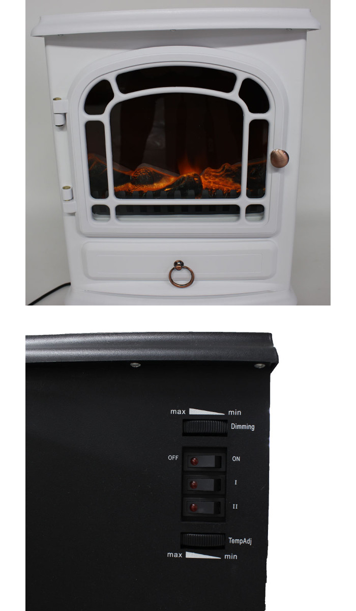 【沖縄?離島配送不可】ヒーター暖炉型電気式暖炉ストーブレトロ600?1200W炎調整ボリューム付温度調節ボリューム付ヒロコーポレーションHF-2008