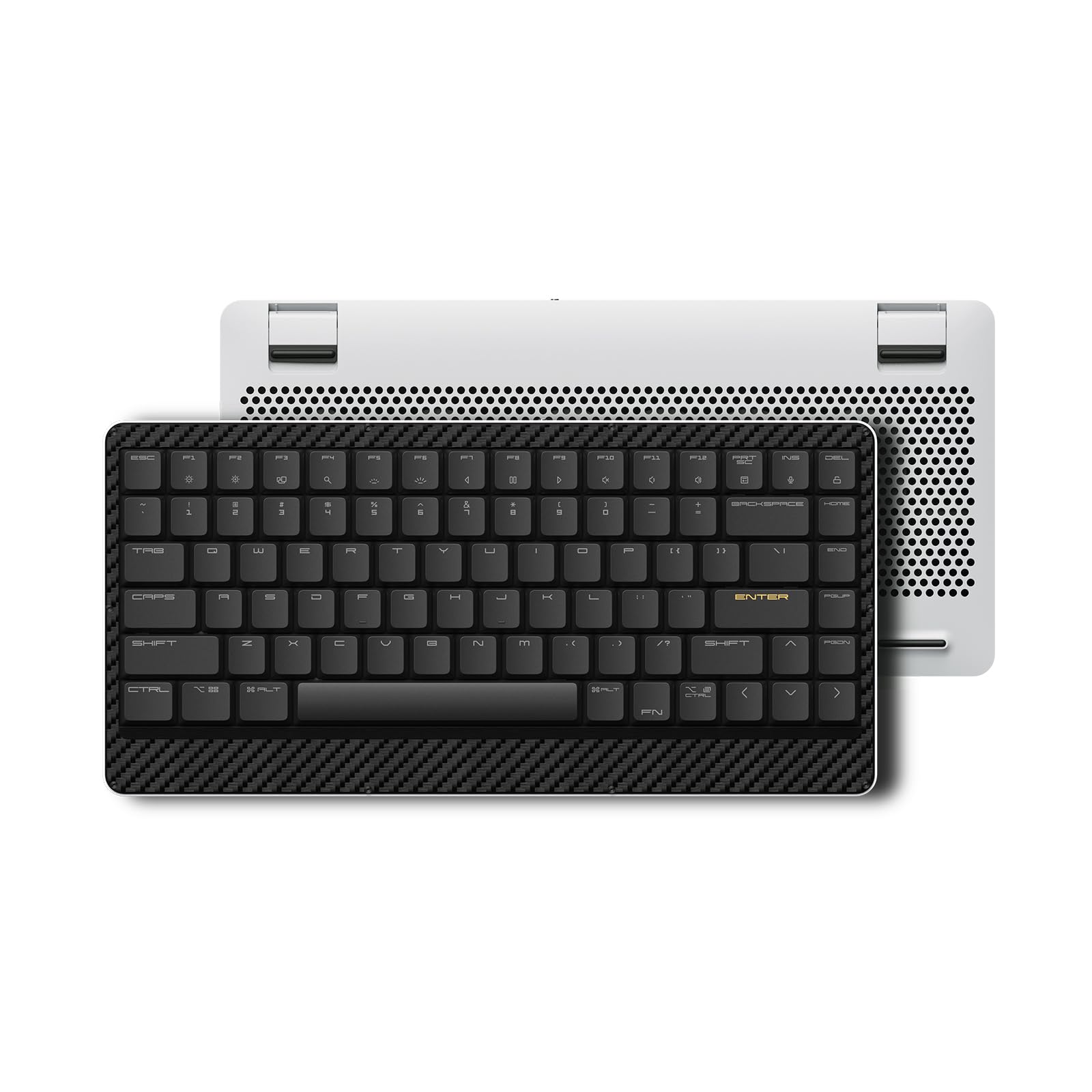 LOFREE Edge ロープロファイル メカニカルキーボード、75% 充電式 Bluetooth および有線接続 (Windows、Mac OS/POM スイッチ 2.0 対応)、カーボンファイバー トップケース、Mg 合金ボトムケース (メタリックシル