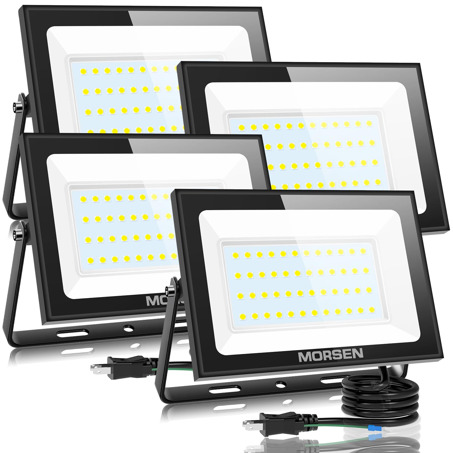 MORSEN 投光器 80W 4セット led投光器 10000ML 6500K 極薄型 投光器屋外 100v 灯光器 作業灯 外灯 工事用ライト ledライト 屋外用 野外 防水 看板灯 集魚灯 駐車場用