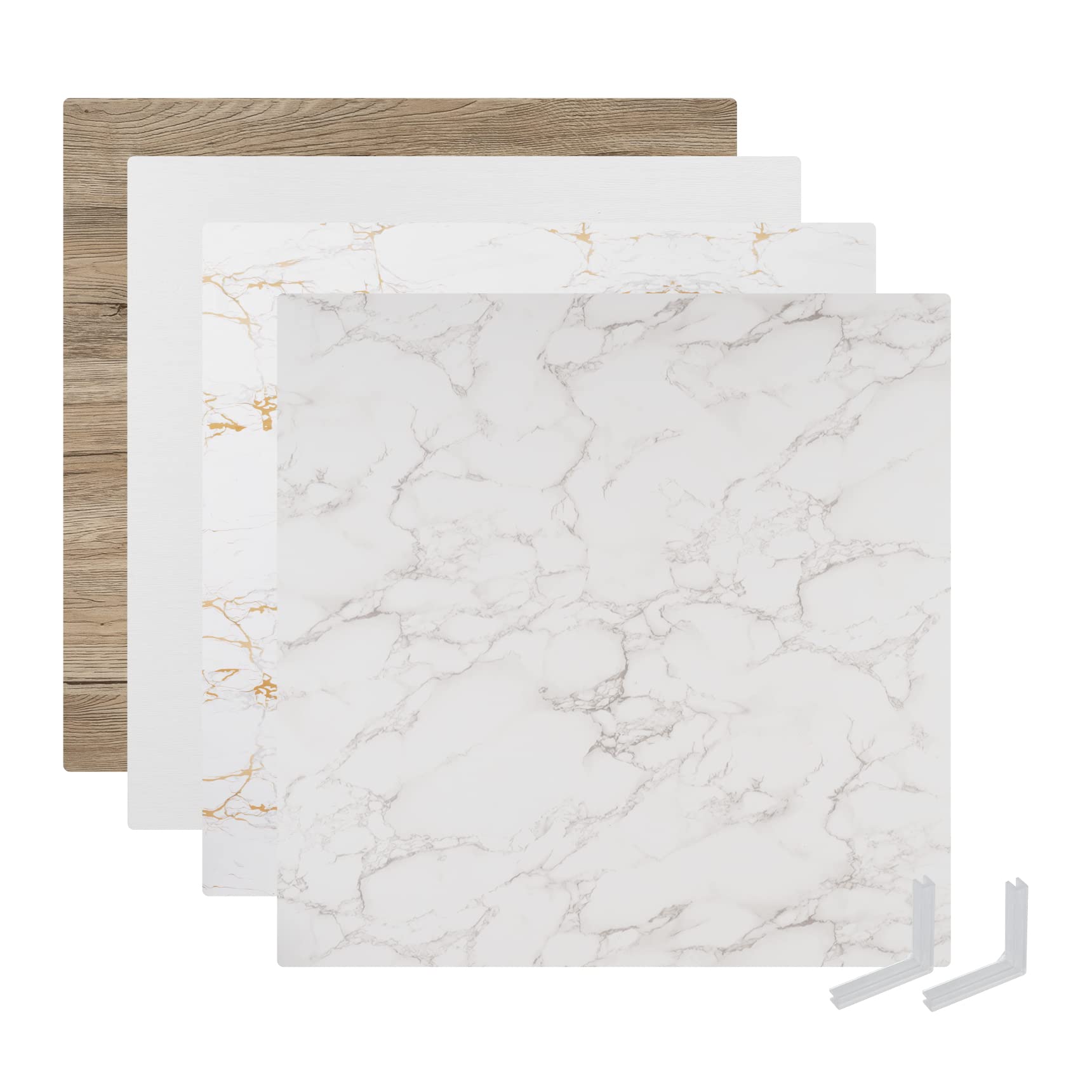 Meking 背景ボード 60x60cm バックグラウンド 両面異なる仕様 撮影用 大理石+木目セット
