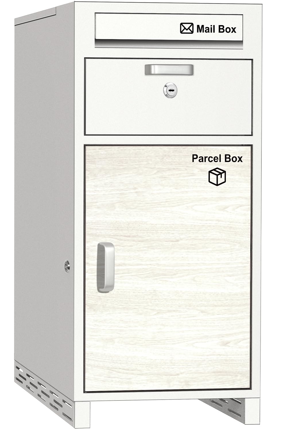 【複数投函可能/大容量 140L】 VARNIC 宅配ボックス 宅配BOX 組み立て不要 防水 屋外 置き配 大容量 ポスト付き 郵便受け 簡単設置 両開扉 盗難防止 大型 戸建て用 個人宅 (ホワイト)