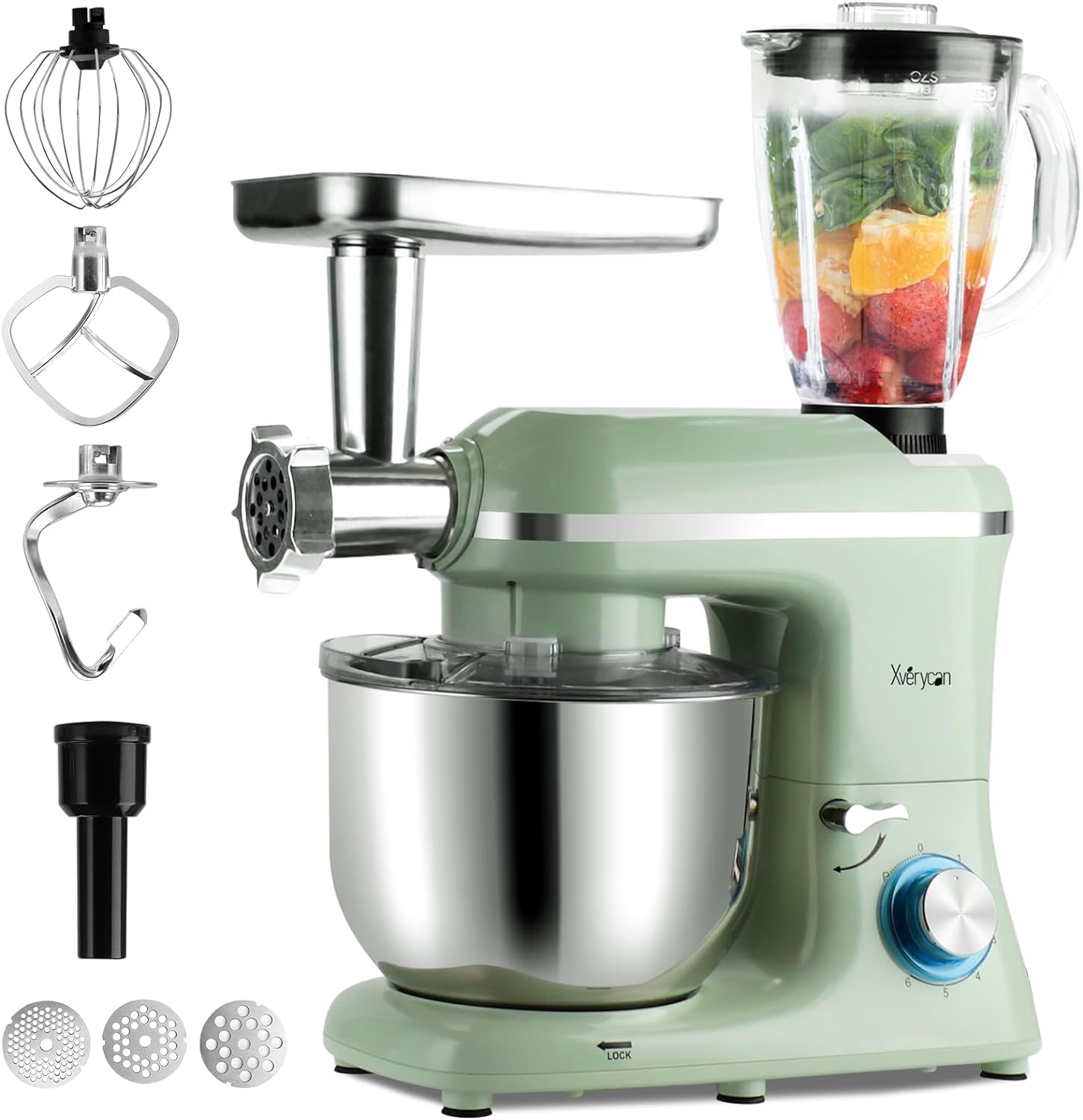 スタンドミキサー4.5L大容量 3種類のアタッチメント付き 6段階スピード調整 Amazon | Aucma スタンドミキサー 4.5L大容量 3種類