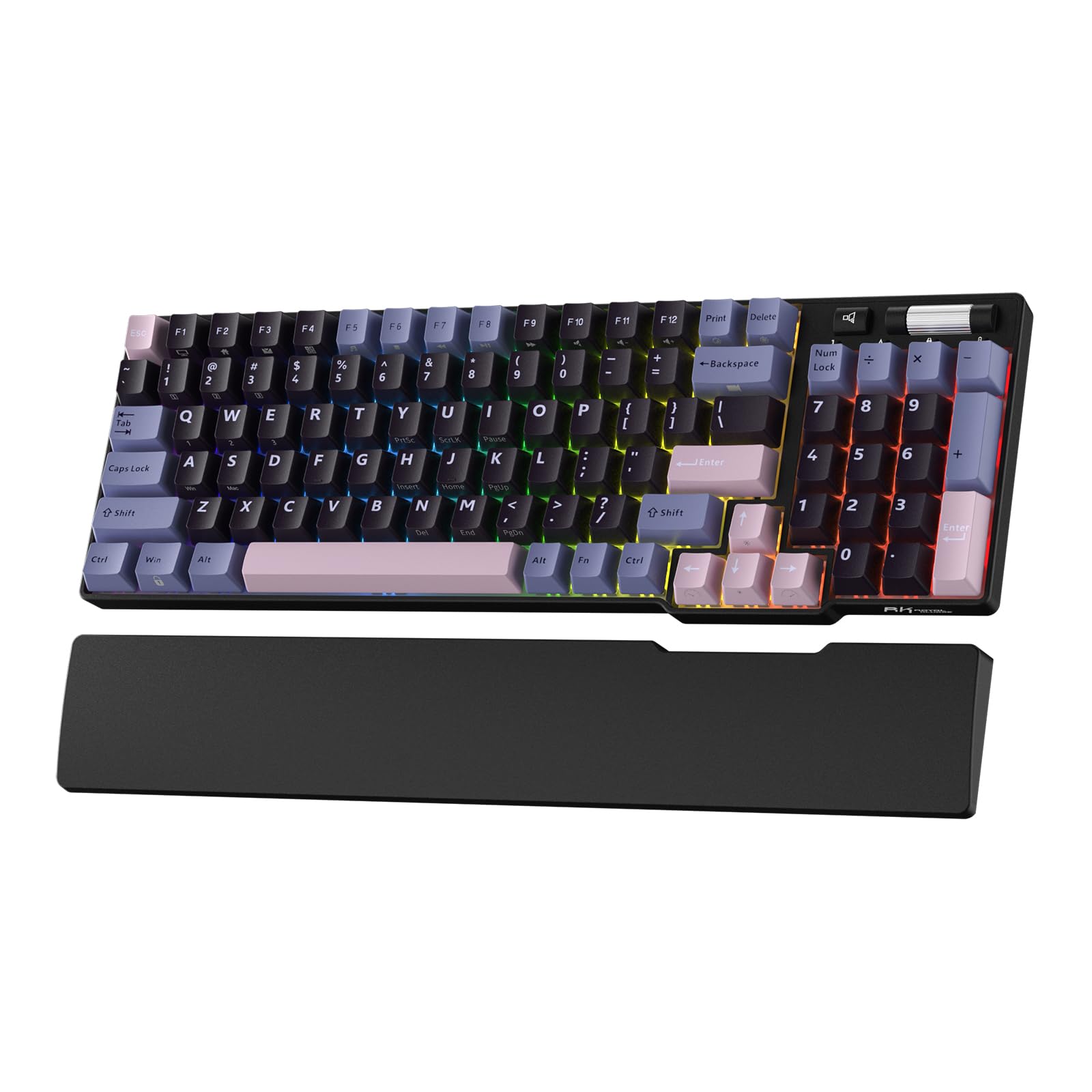 RK ROYAL KLUDGE RK96 RGB 限定版、90% 96 キーワイヤレス 3 モード BT5.0/2.4G/USB-C ホットスワップ可能メカニカルキーボード、リストレスト付き、ボリュームコントロール、ソフトウェア、大容量バッテリー、RK ペ