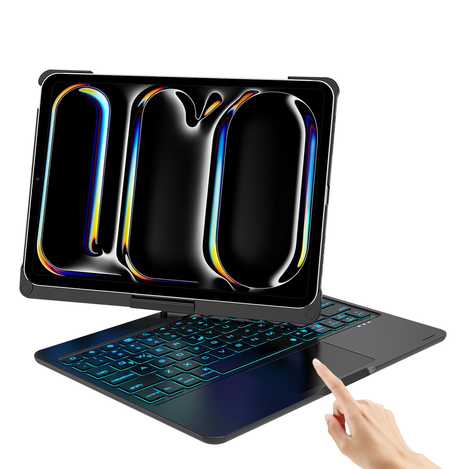 【2025新型】iPad Pro 11インチキーボード M4 2024 専用 iPad Pro 11 キーボード付きケース 360°回転180°反転 タッチパッド付き 7色バックライト急速充電可能 全面保護Bluetoothキーボー ド 一体式 Apple