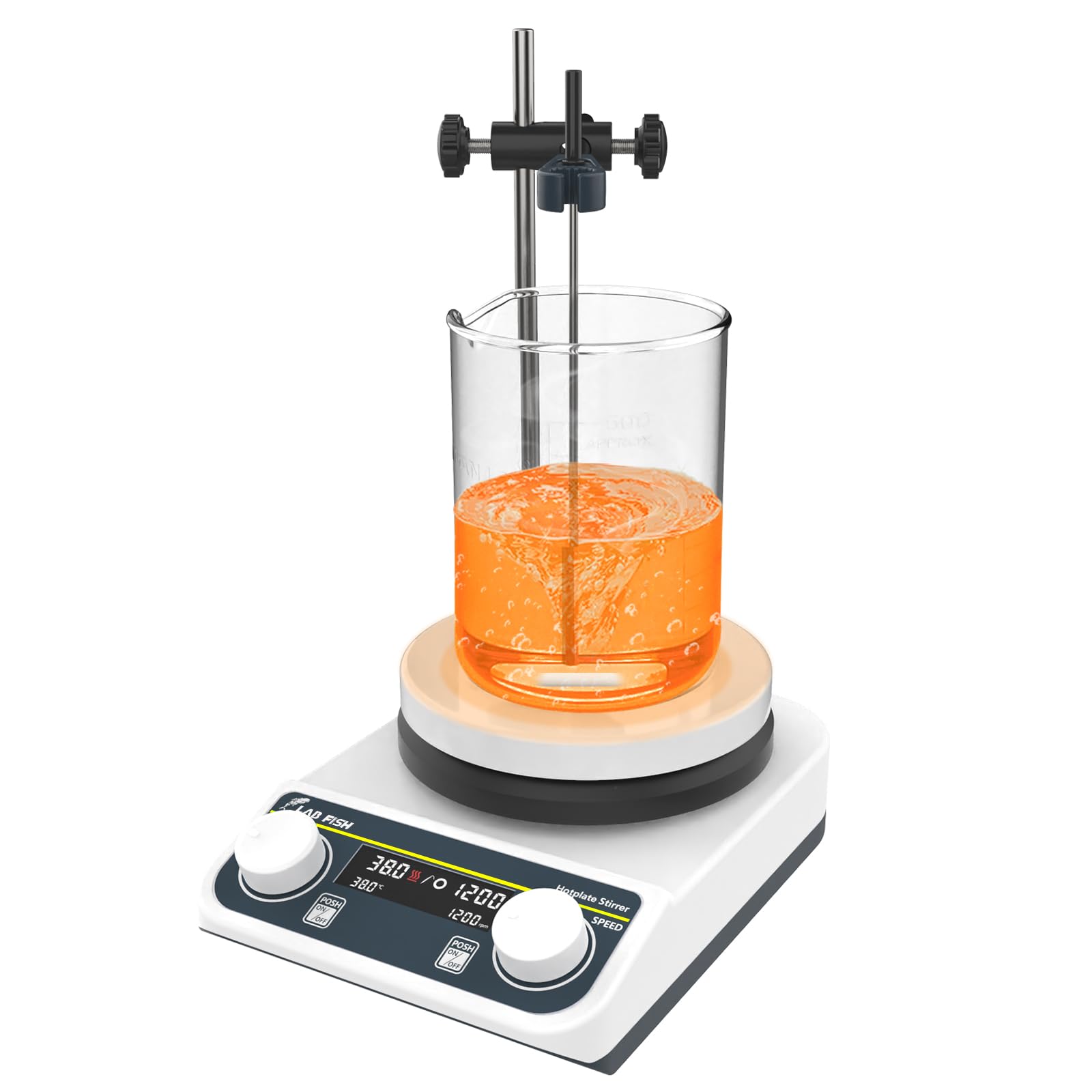 LAB FISH 実験室磁気攪拌ホット プレート 280 ℃/536 ・ 5 インチ デジタル磁気ミキサー 3 L 容量ノブ コントロール 200-1500rpm、プローブ センサーと攪拌バーが含まれています|湖南オンライン