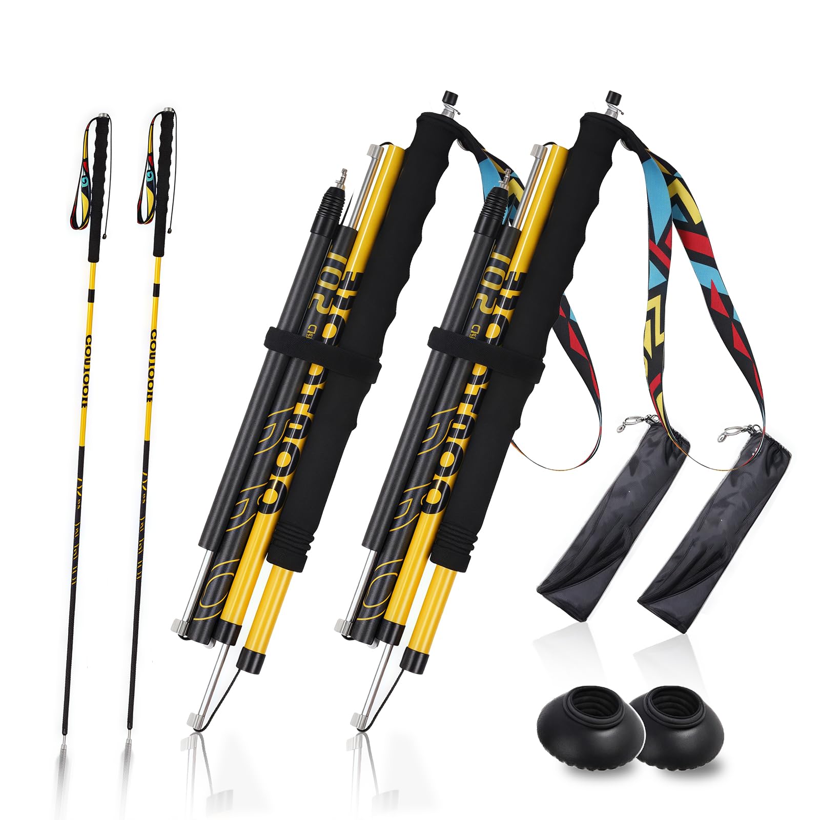 トレッキングポール 登山 ストック 3Kカーボン 【超軽量 110g-130g】折り畳み式 ウォーキングポール ウォーキングステッキ 1本/2本セット 収納ポーチ付き 登山杖 登山ポール 山登り アウトドア 遠足 ステッキ ハイキングポール 男性 女性 高｜湖南オンライン