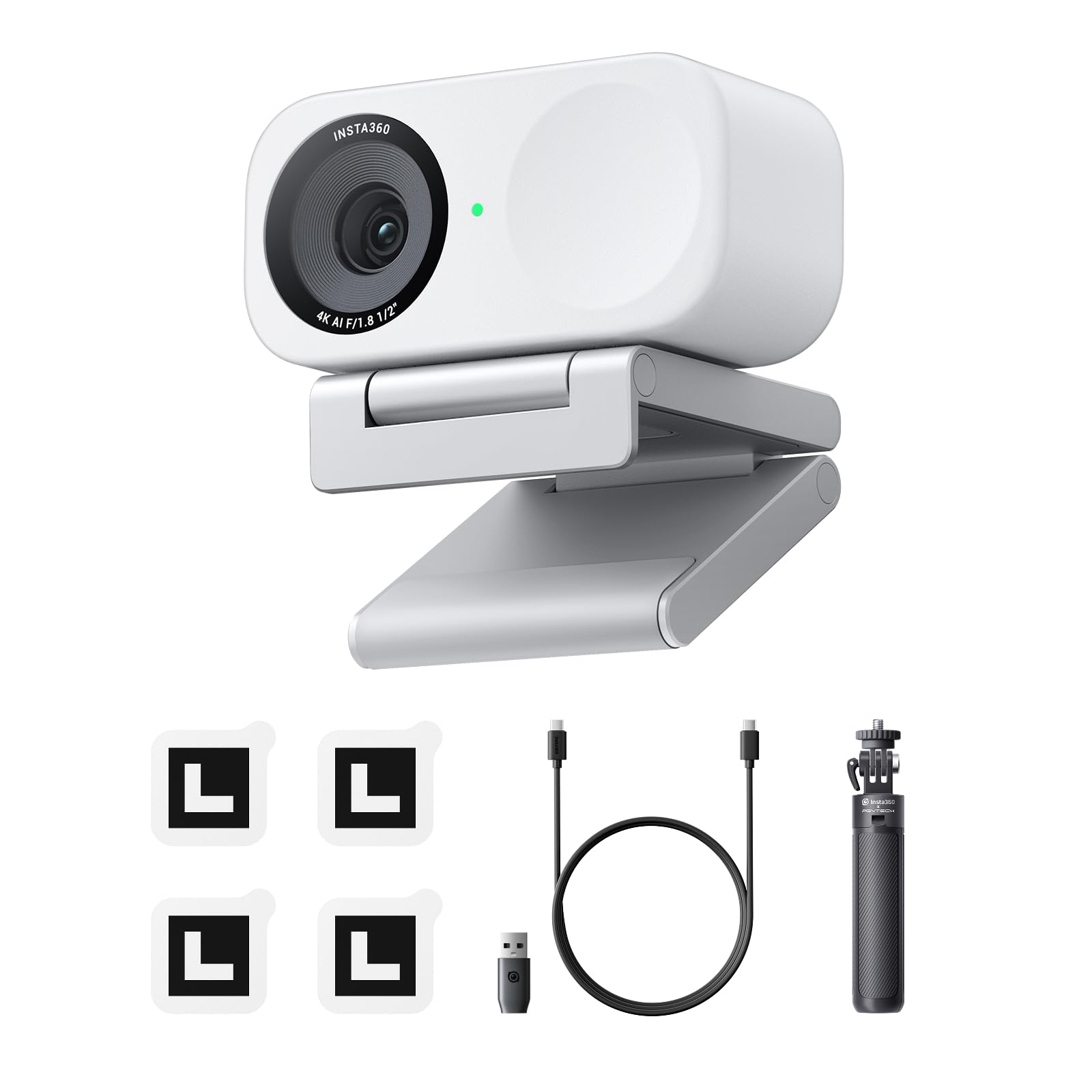 Insta360 Link 2C 三脚キット アークティックホワイト - アークティックホワイト - PC/Mac 用 4K ウェブカメラ、1/2 インチセンサー、自動フレーミング、HDR、AI ノイズキャンセリング マイク、配信やビデオ通話、ゲーム配信に|湖南オンライン