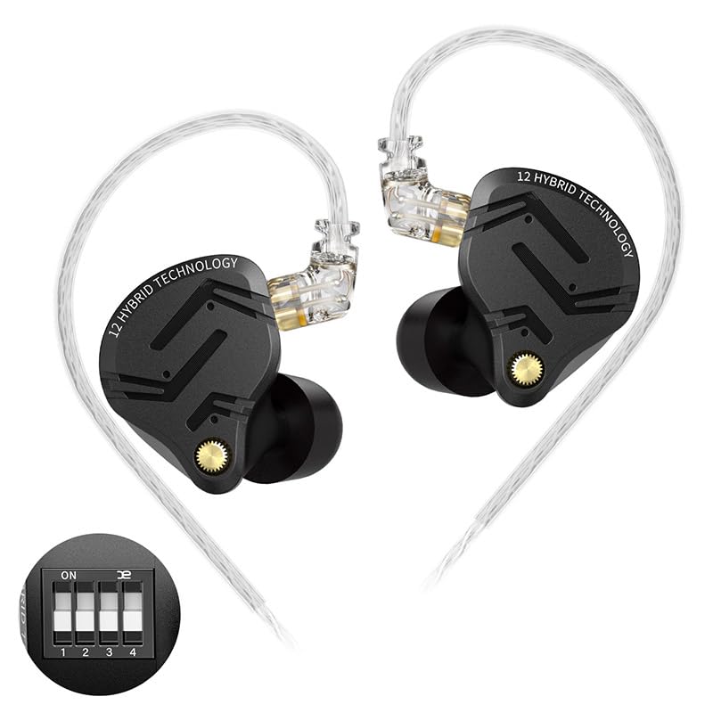 KZ ZS12 Pro X イヤホン 有線 5BA+1DDインイヤーモニター ハイブリッド 有線ゲーミングイヤホン 有線イヤホン マイク付き KZ カナル型 イヤモニ 耳掛け プロ仕様の音質 低音強化 4ポジション チューニング スイッチ PS4 PS5