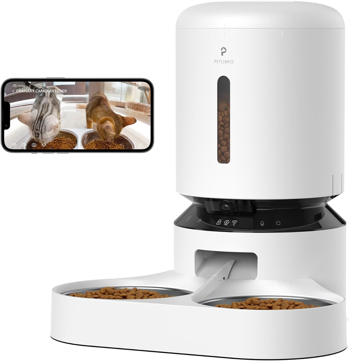 PETLIBRO 自動給餌器 猫 犬 カメラ付き 1080P スマホ遠隔操作 5GWifi対応 1日10食 録音 マイク 双方向会話 手動給餌 2Way給電 詰まり防止センサー 残量不足検知 動体検知 音声検知 分解洗浄 5L大容量 多頭飼い｜湖南オンライン