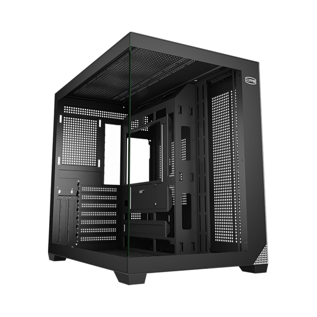PCCOOLER CPS C3T700 PCケース ATX ミッドタワー、強化ガラス&メッシュフロント、高風量 E-ATX/Micro-ATX/ITXサポート、360mmラジエーターサポート、工具不要デザイン - ブラック (C3T700 ファンなし)