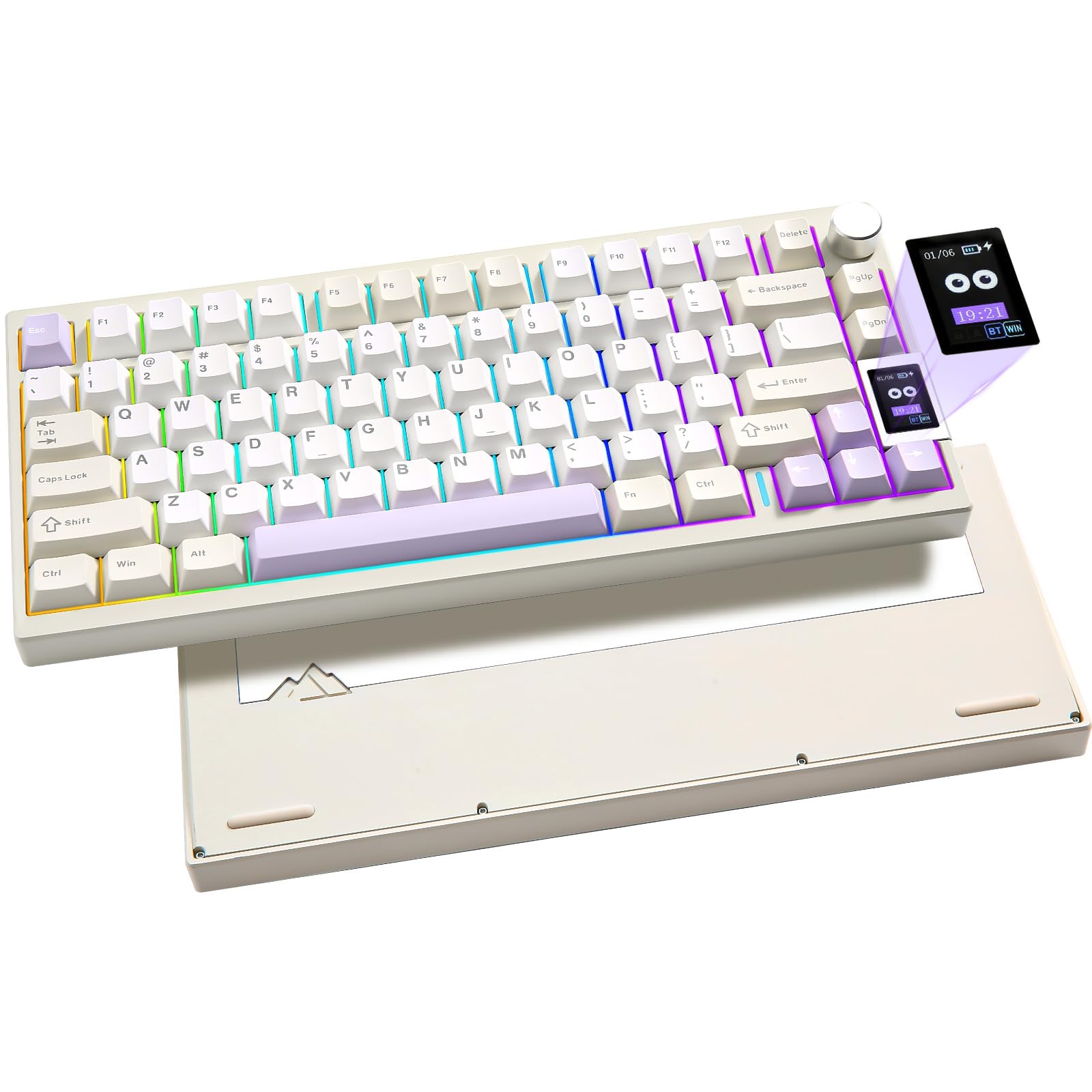 YUNZII AL80 メカニカルキーボード ワイヤレス ゲーミングキーボード 75%レイアウト bluetooth/2.4G/有線 三つモード フルアルミCNC LCDスクリーン ホットスワップ対応 ガスケットマウント ノブ付き QMK/VIA Win/
