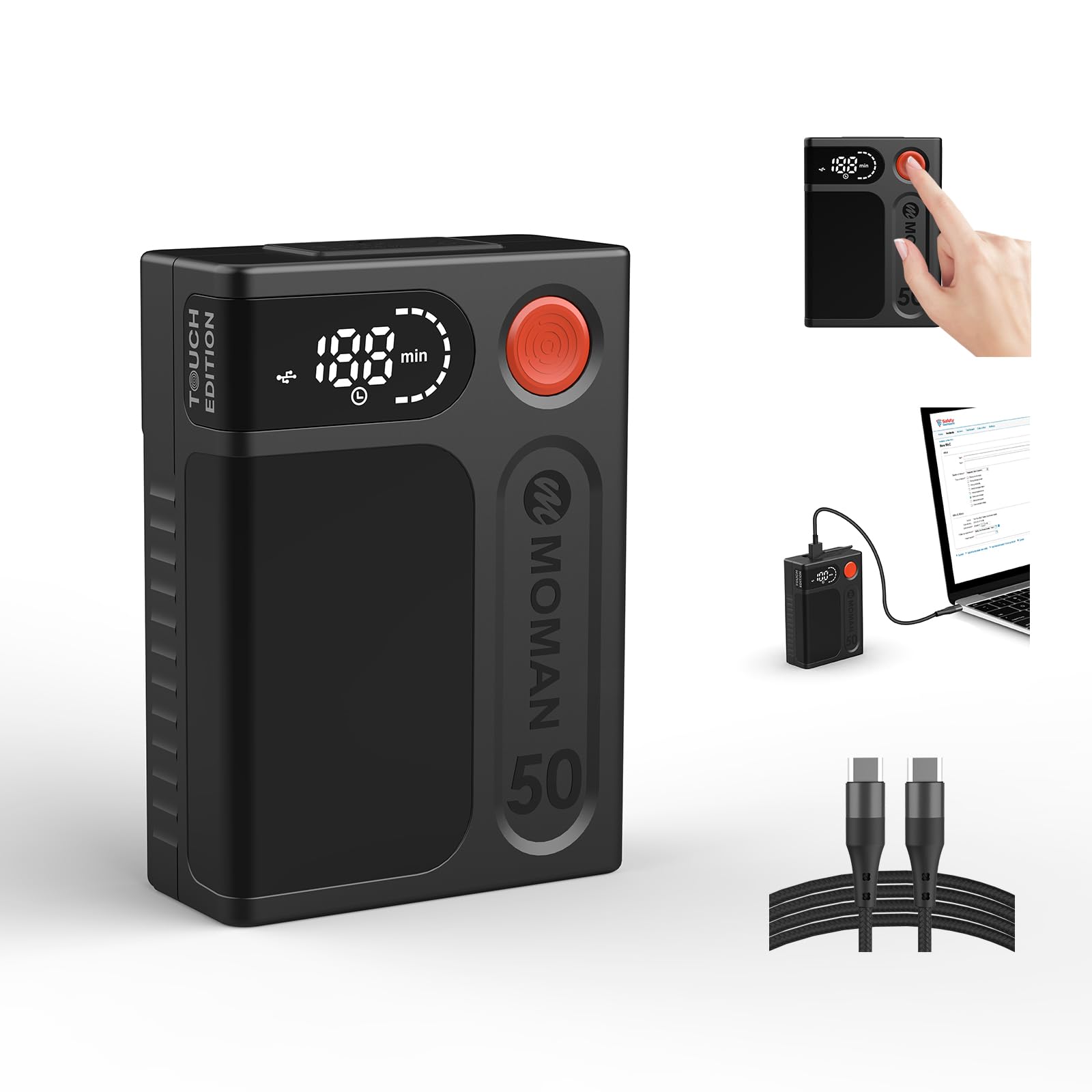 Vマウントバッテリー, Moman(モーマン) Power 50 Touch USB-C/USB-A/D-Tap/DCポート50Wh/3450mAh LEDディスプレイ PD65W急速充電対応 BMPCC 4k 6k/モニター NEEWERに適用, vマウ|湖南オンライン