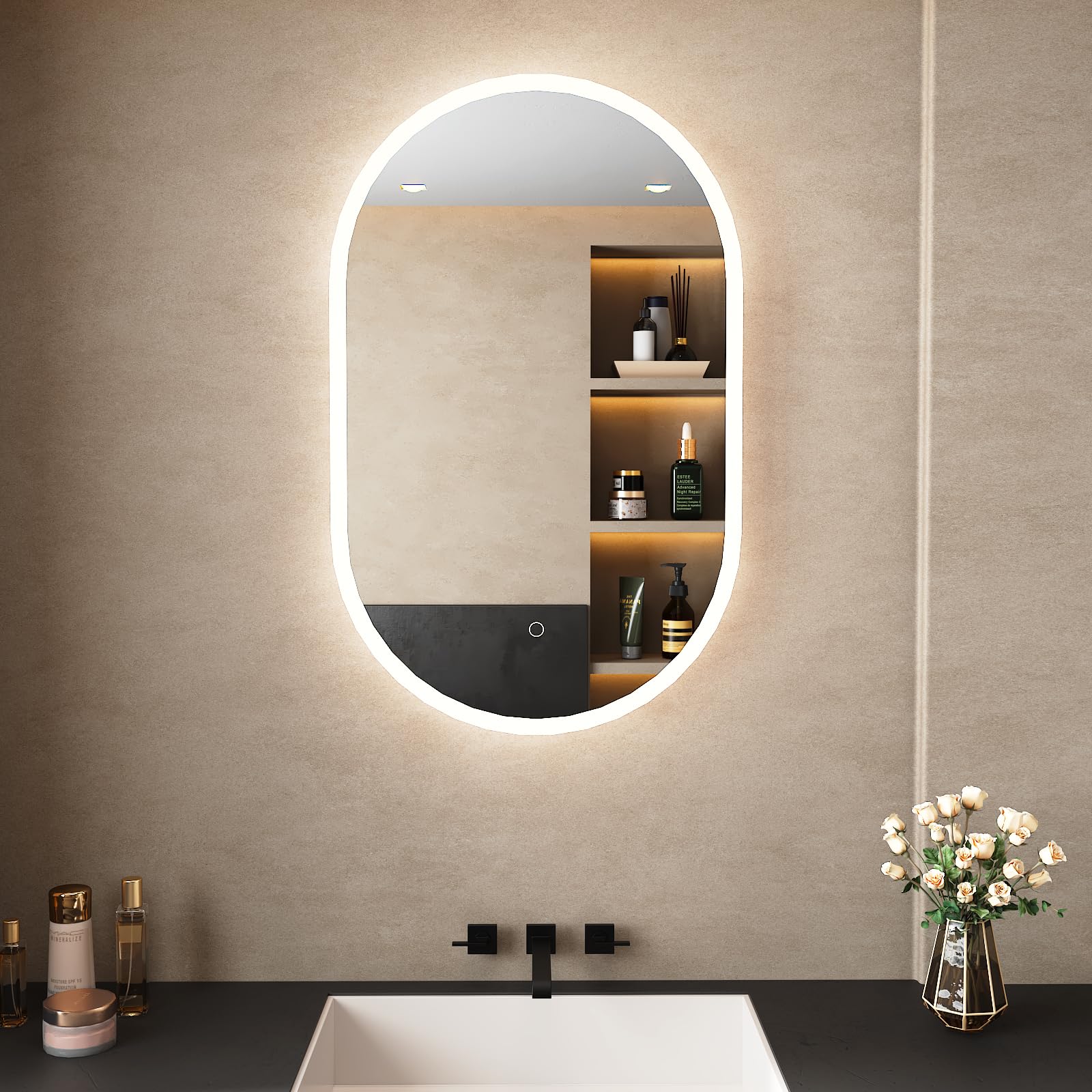 楽天市場】Sunrosa ミラー 鏡 LED 壁掛け スチールミラー/強化ガラス