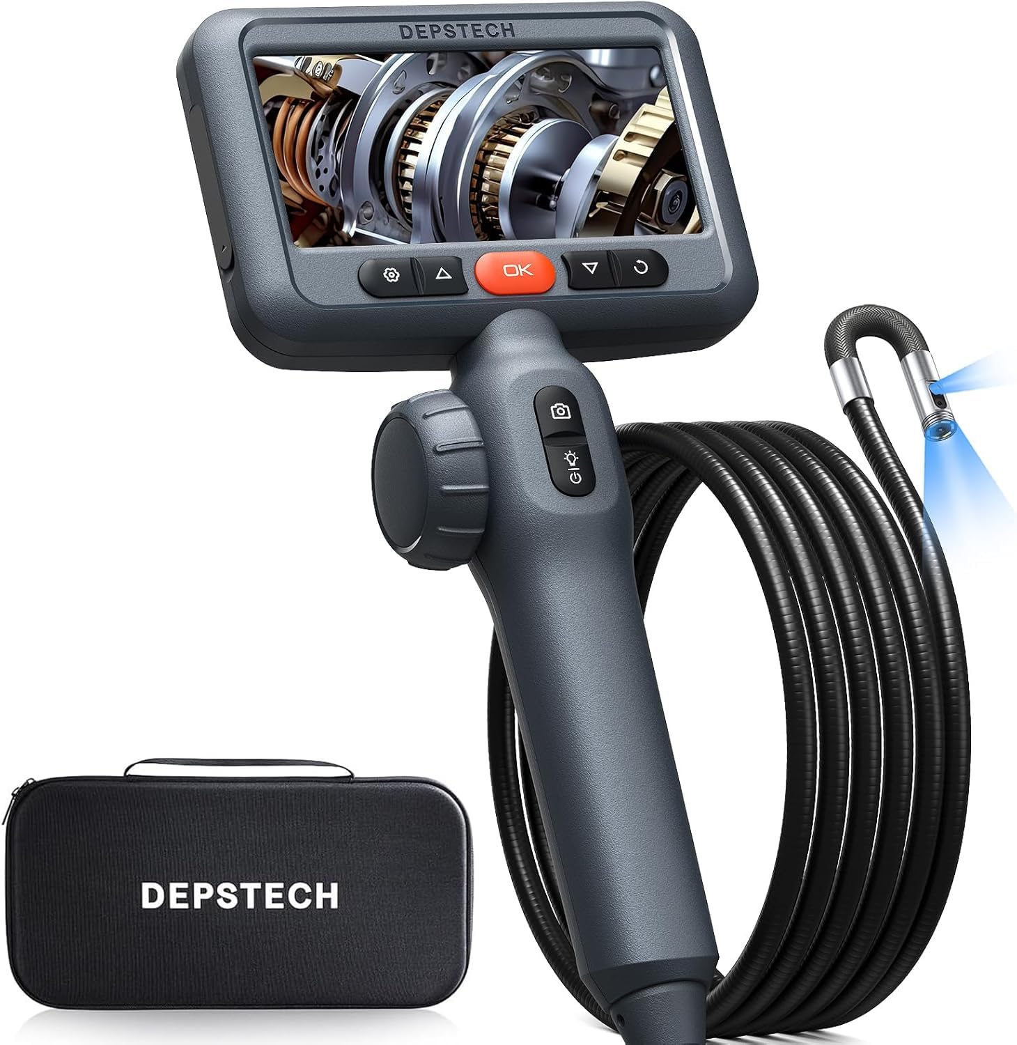 【デュアルレンズ&2025年新型】 DEPSTECH 先端可動式 ファイバースコープ 210&deg;双方向回転 4.5インチIPSモニター 1080P 外径8.5MM 内視鏡カメラ IP67防水 LEDライト付き 自宅メンテナンス 車整備 機械点検 (1.5M半｜湖南オンライン