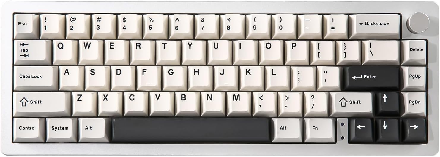 YUNZII AL66 ゲーミングキーボード ワイヤレス メカニカル アルミ製 65％ ノブ付き Bluetooth/2.4G/有線 ホットスワップ対応 ガスケット搭載 潤滑済みスイッチ RGB Win/Mac用 技適認証取得（ミルクスイッチ、シルバー）