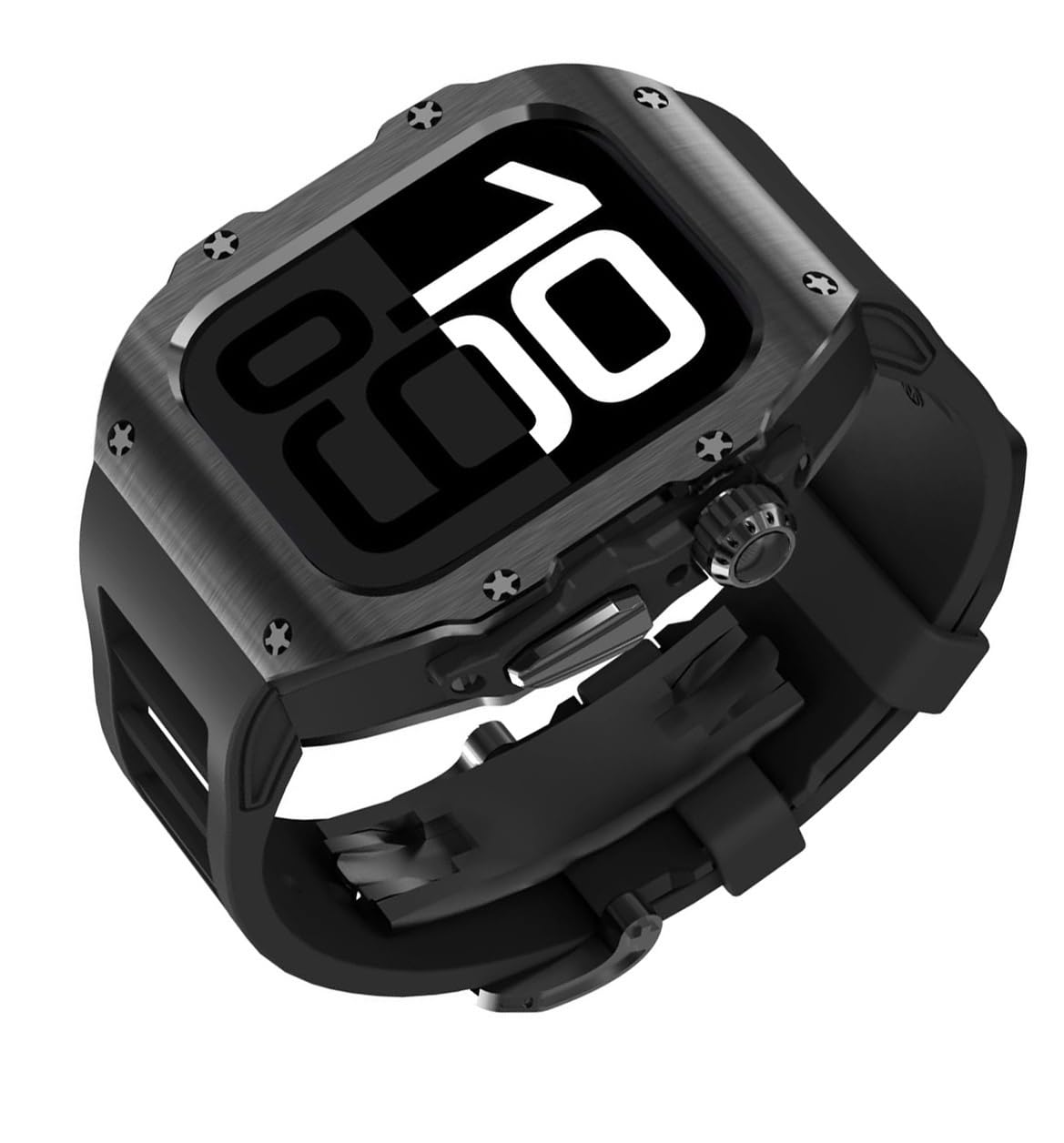For アップルウォッチ10 カバー 46mm ステンレススチール保護ケース フッ素ゴム FKM バンド for Apple Watch シリーズ プレミアム保護ケース iWatch スポーツストラップ メタルフォールディングバックル メンズ